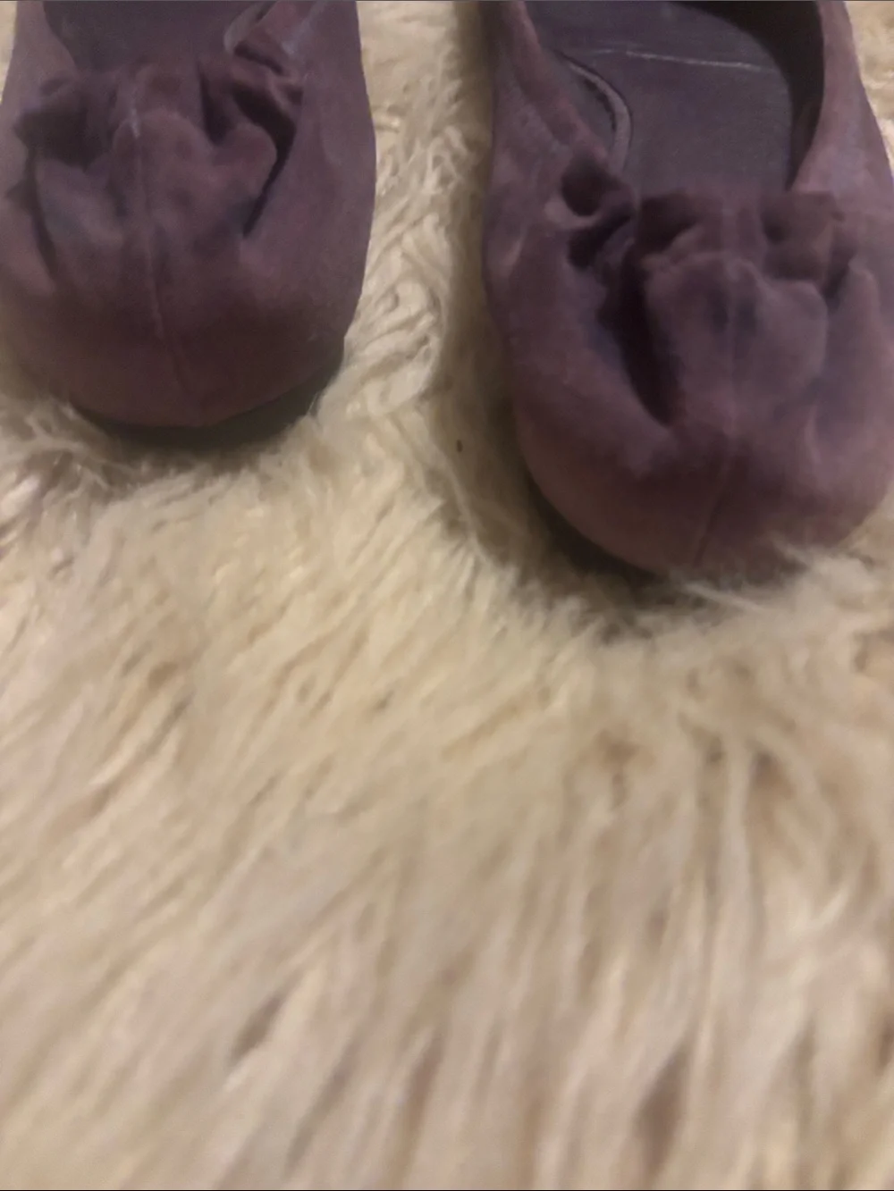 Tory Burch Plum Suede Ballet Flats with Gold Logo